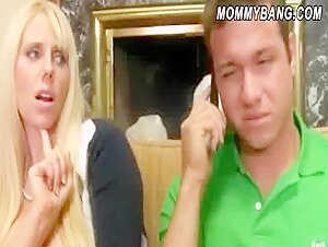 Massive tits horny mom Karen Fisher fucked by teen couple